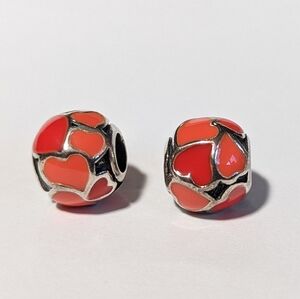 Pandora red enamel hearts
